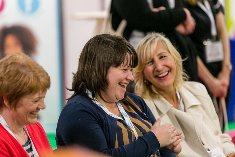 delegates laughing and enjoying Childcare Expo 2018