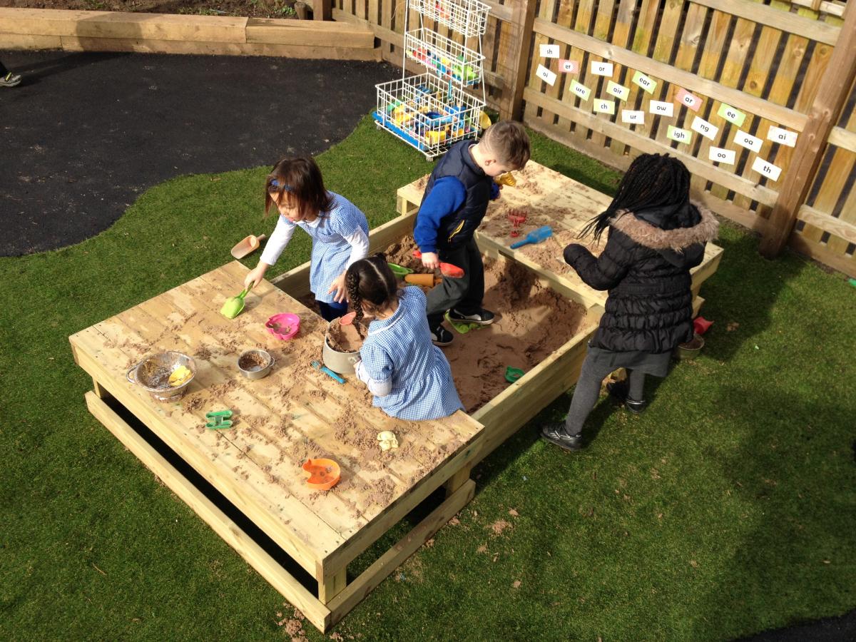 children enjoy playing in a sandbox